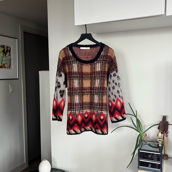 80s OUI Check Textured Knit Vintage Women's Multicolor Patterned Sweater Size 6 - Picture 4 of 14